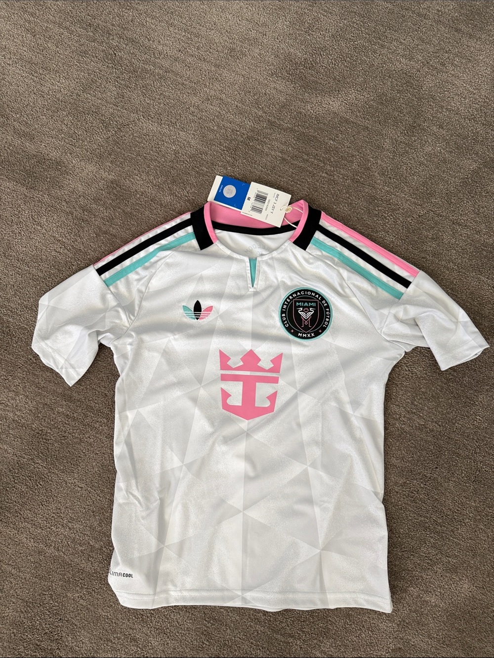 Adidas New Miami White Pink Youth Soccer Jersey